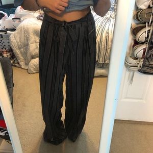 flowy striped paper bag waist dress pant